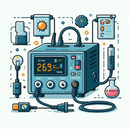 Electronic meter. Electrical equipment. Vector illustration in line art style.のイラスト素材