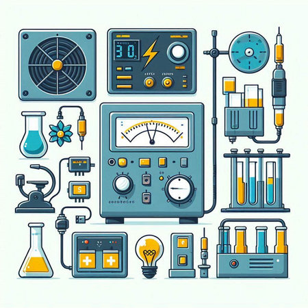 Science laboratory equipment. Vector illustration in a flat style isolated on white background.のイラスト素材