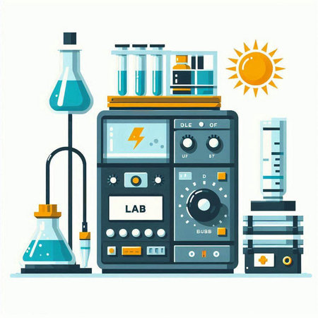 Laboratory equipment. Flat vector illustration isolated on a white background.のイラスト素材