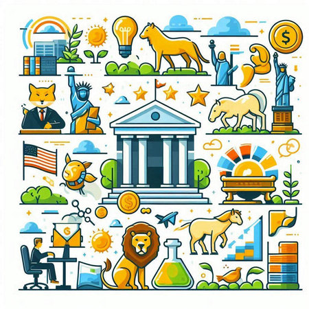 Line icons set of business, finance, banking and investment. Vector illustrationのイラスト素材