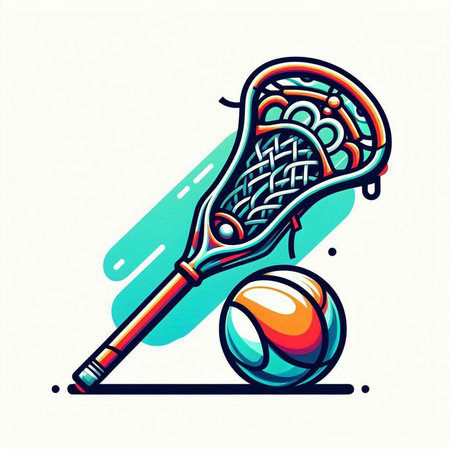 Cricket ball and racket, vector illustration in line art styleのイラスト素材