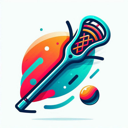 Cricket racket and ball on colorful background. Vector illustration.のイラスト素材