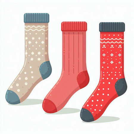 Set of Christmas socks isolated on a white background. Vector illustration.のイラスト素材