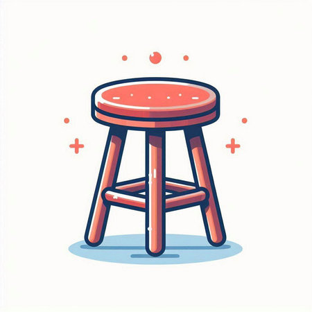 Bar stool icon. Vector illustration in flat style on white background.のイラスト素材