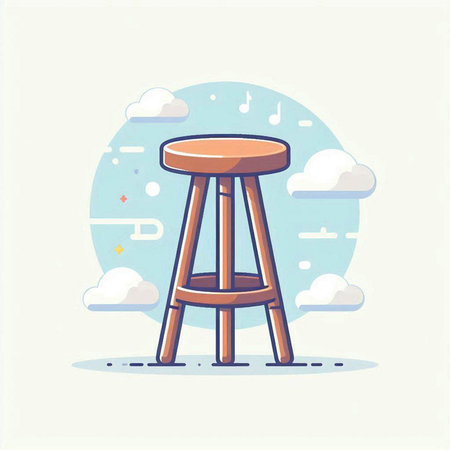 Stool in the sky. Vector illustration in flat cartoon style.のイラスト素材