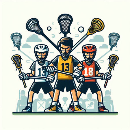 Team of ice hockey players,  vector illustration in retro style.のイラスト素材