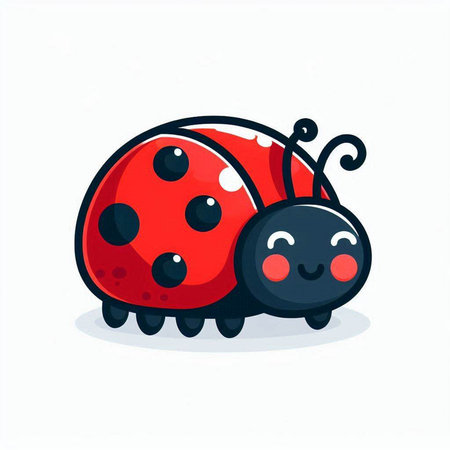 Cute ladybug cartoon on white background. Vector flat illustration.のイラスト素材