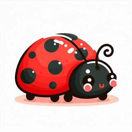 Cute ladybug cartoon vector illustration isolated on white background. Cute ladybug cartoon character.のイラスト素材