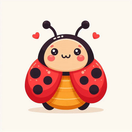 Cute cartoon ladybug. Vector illustration isolated on white background.のイラスト素材