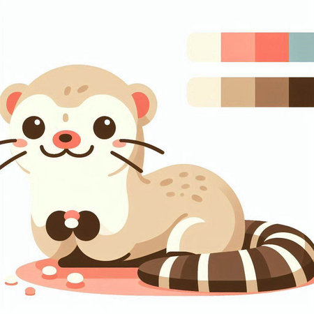 Cute cartoon beaver. Color palette. Vector illustration on white background.のイラスト素材