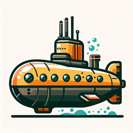 Submarine icon in flat style. Vector illustration of submarine on white background.のイラスト素材