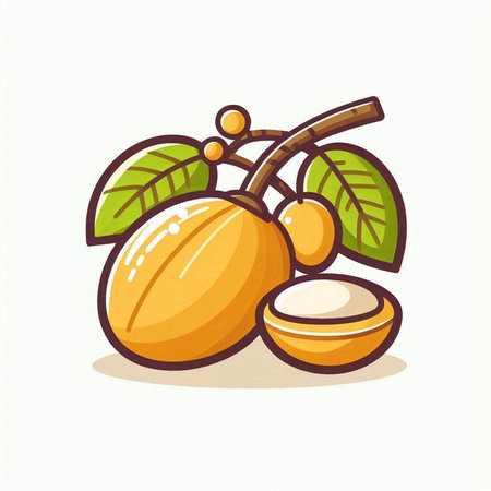 Sapodilla fruit icon isolated on white background. Vector illustration.のイラスト素材