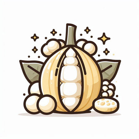 Cute cartoon pumpkin. Vector illustration of a pumpkin with leaves.のイラスト素材