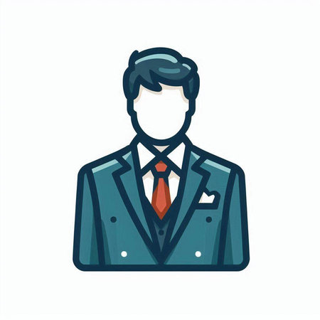 Businessman icon. Vector illustration in flat design. Isolated on white background.のイラスト素材