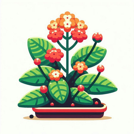 Flower in pot isolated on white background. Flat style vector illustration.のイラスト素材