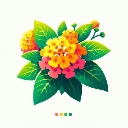 Bouquet of yellow and orange flowers with green leaves. Vector illustration.のイラスト素材