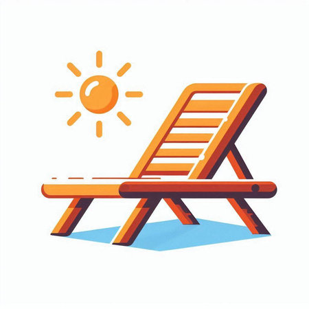 Sun lounger on the beach. Vector illustration in cartoon styleのイラスト素材