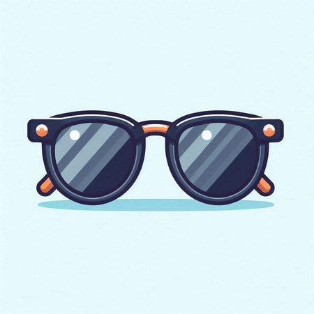 Sunglasses on blue background. Vector illustration in cartoon style.のイラスト素材