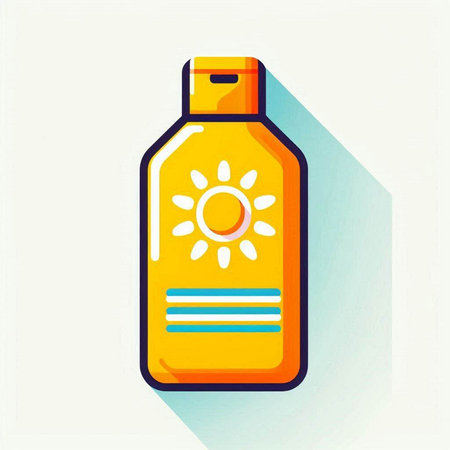 Sunscreen bottle icon. Flat design, vector illustration, vector.のイラスト素材