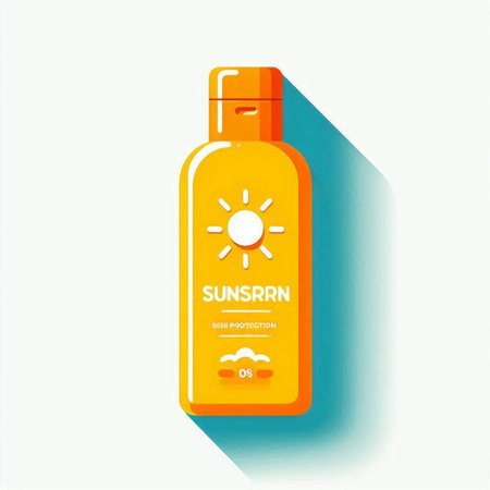 Sunscreen bottle design template. Sun protection concept. Vector illustration.のイラスト素材