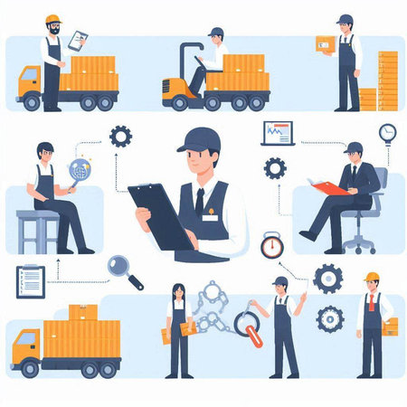 Set of icons on the theme of logistics and delivery. Vector illustrationのイラスト素材