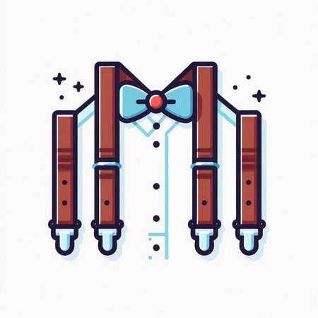 Set of bow tie, suspenders. Vector illustration in flat styleのイラスト素材