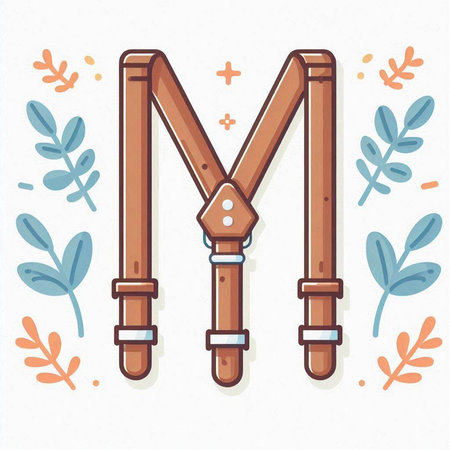 Vector illustration with boho style letter M in scandinavian style.のイラスト素材