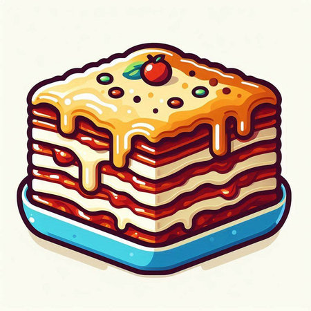 Illustration of a slice of layered cake with cherry and icing.のイラスト素材