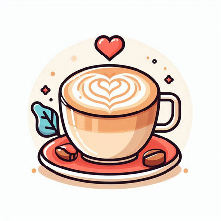 Coffee cup with heart. Cappuccino vector illustrationのイラスト素材