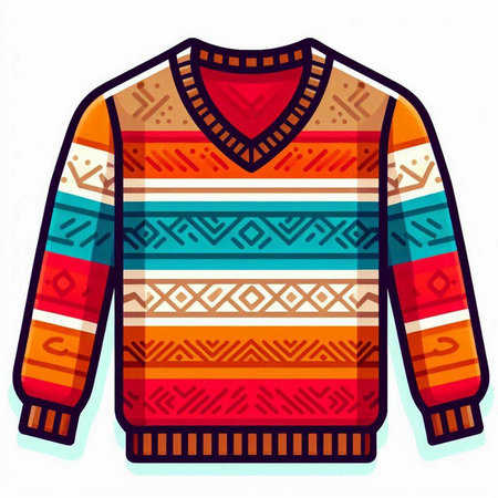Colorful sweater on white background. Vector illustration in cartoon style.のイラスト素材