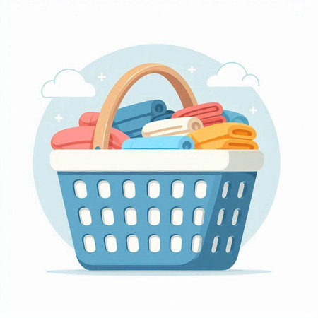 Shopping basket with clothes. Vector illustration on a white background.のイラスト素材