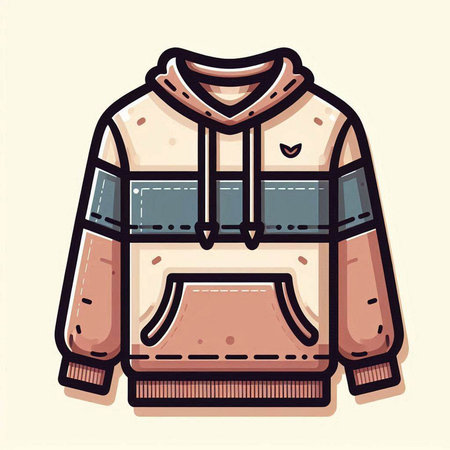Vector illustration of a hooded jacket in retro style. Isolated on white background.のイラスト素材