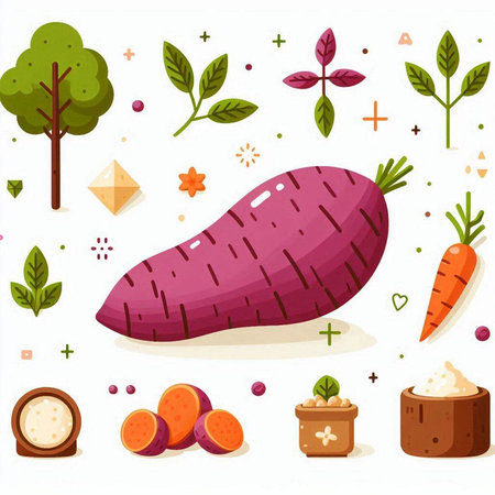 Sweet potato vector illustration. Sweet potato vector illustration. Sweet potato vector iconのイラスト素材