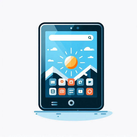 Smartphone with weather app on screen. Vector illustration in flat styleのイラスト素材