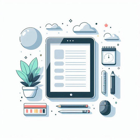 Flat design modern vector illustration concept of online education, e-learning, distance learning, e-learning, distance education, e-learning, webinar.のイラスト素材