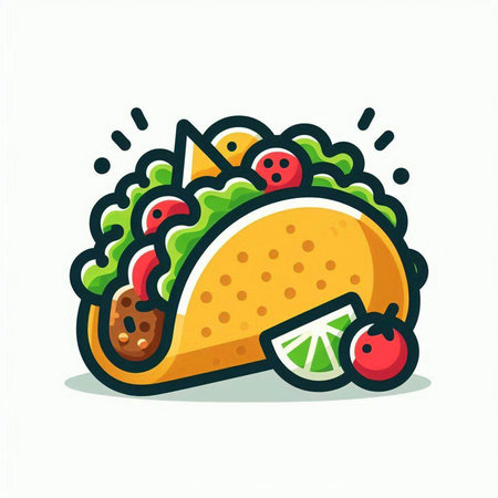 Taco icon. Vector illustration of taco icon. Mexican food.のイラスト素材