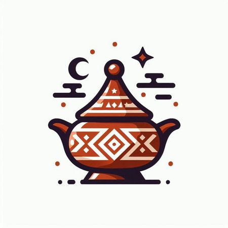 Ceramic teapot with ethnic pattern. Vector illustration.のイラスト素材