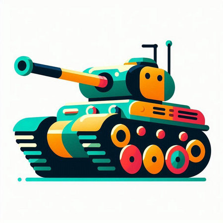 Military tank isolated on white background. Vector illustration in flat style.のイラスト素材