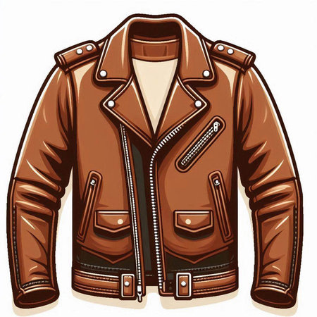 Brown leather jacket isolated on a white background. Vector illustration. Eps 10.のイラスト素材