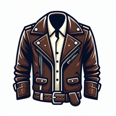 Vintage leather jacket isolated on a white background. Vector illustration.のイラスト素材
