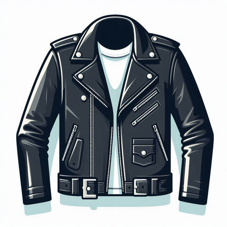 Stylish leather jacket on a white background. Vector illustration in sketch style.のイラスト素材