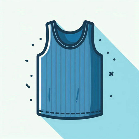 Blue sleeveless shirt on a white background. Vector illustration.のイラスト素材
