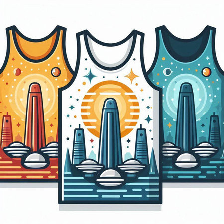 T-shirt with the image of the city. Vector illustration.のイラスト素材