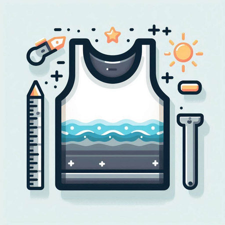 Sleeveless T-shirt design. Vector illustration in flat styleのイラスト素材