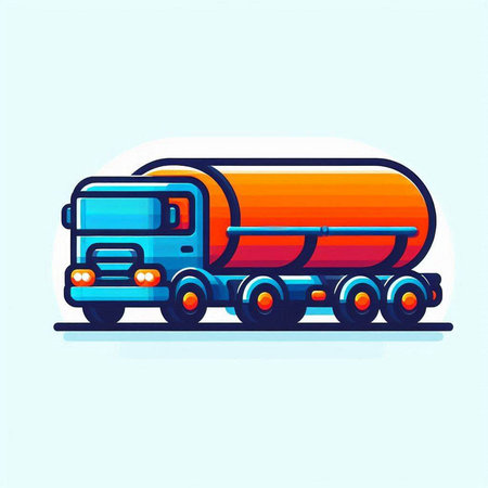 Truck with oil tank. Vector illustration in flat cartoon style.のイラスト素材