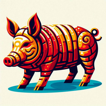 Pig. Vector illustration. Isolated on a white background.のイラスト素材
