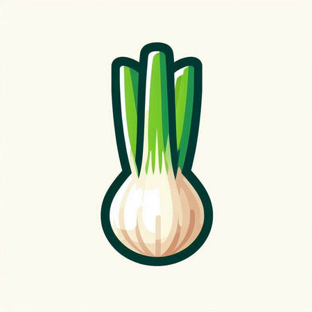 Illustration of a green onion on a light background. Vector illustrationのイラスト素材