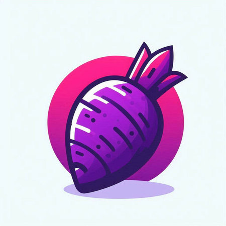 Purple carrot icon on white background. Vector illustration in cartoon style.のイラスト素材