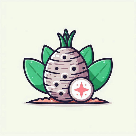 Cute Easter egg with a star and green leaves. Vector illustration.のイラスト素材