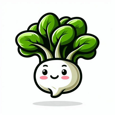 Kawaii Radish Vegetable Cartoon Mascot Character Designのイラスト素材